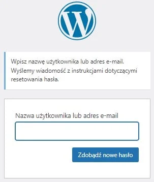 resetowanie hasla w wordpress