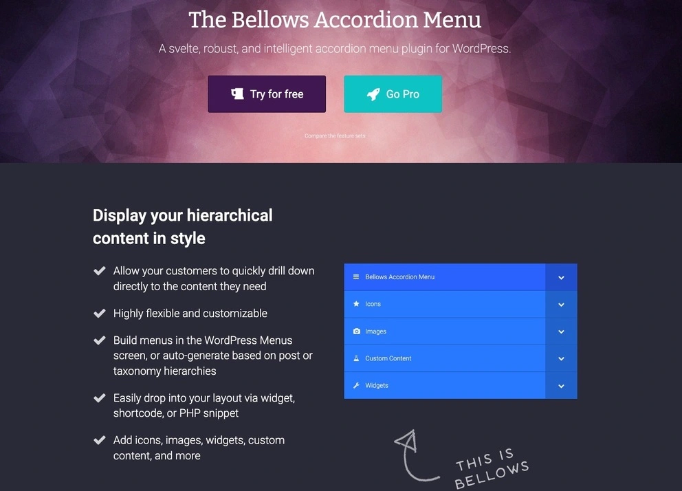 Bellows Pro – WP Accordion Menu